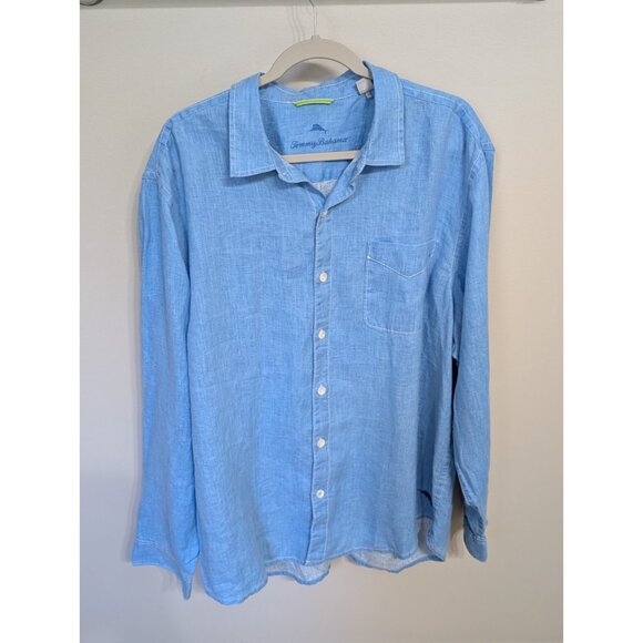 Tommy Bahama Men's XL Sea Glass Breezer Linen Long Sleeve Blue Button-Up Shirt - Picture 1 of 10